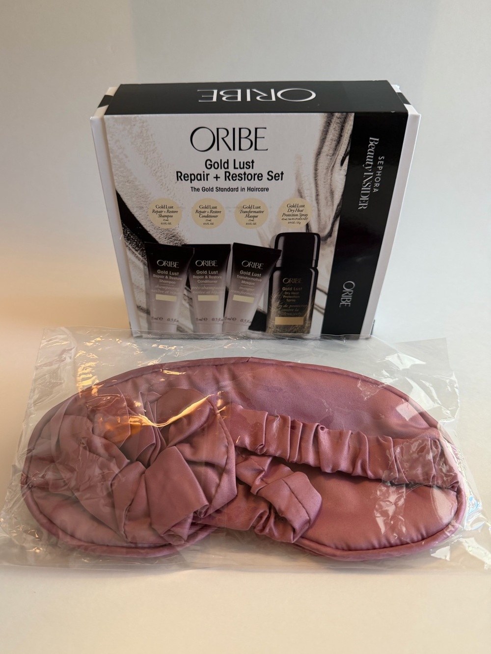 Oribe Gold Lust Repair + Restore Set with Satin Sleep Mask & Scrunchie. MSRP $88 - Picture 4 of 8